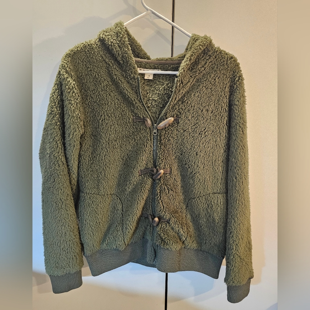 Ruff Hewn Green Teddy Jacket Plush Fleece Warmth
